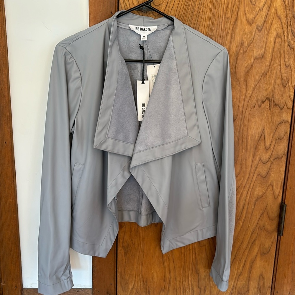 Faux grey leather jacket